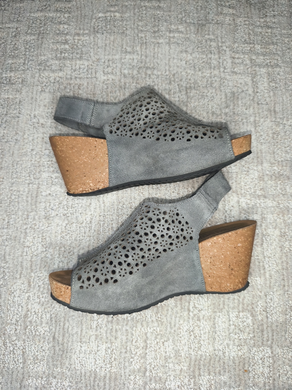 A.Gianetti Womens Sandals Size 10 Gray Leather Made In Italy Open Toe Wedge Heel - Picture 4 of 11